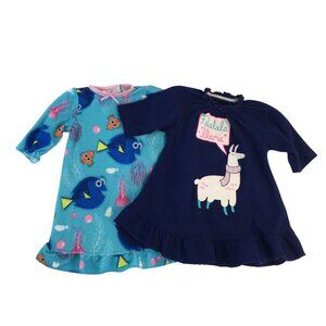 Kohls 18" Baby Doll Nightgown Pajamas Flannel Disney Dory & Falalala Llama Blue